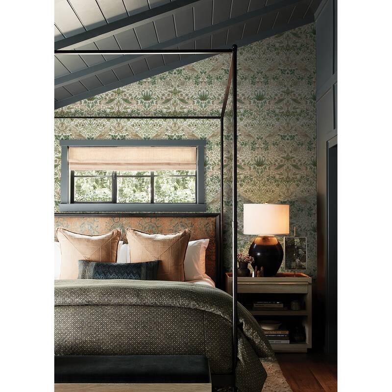 Strawberry Thief Fennel Peel and Stick Wallpaper