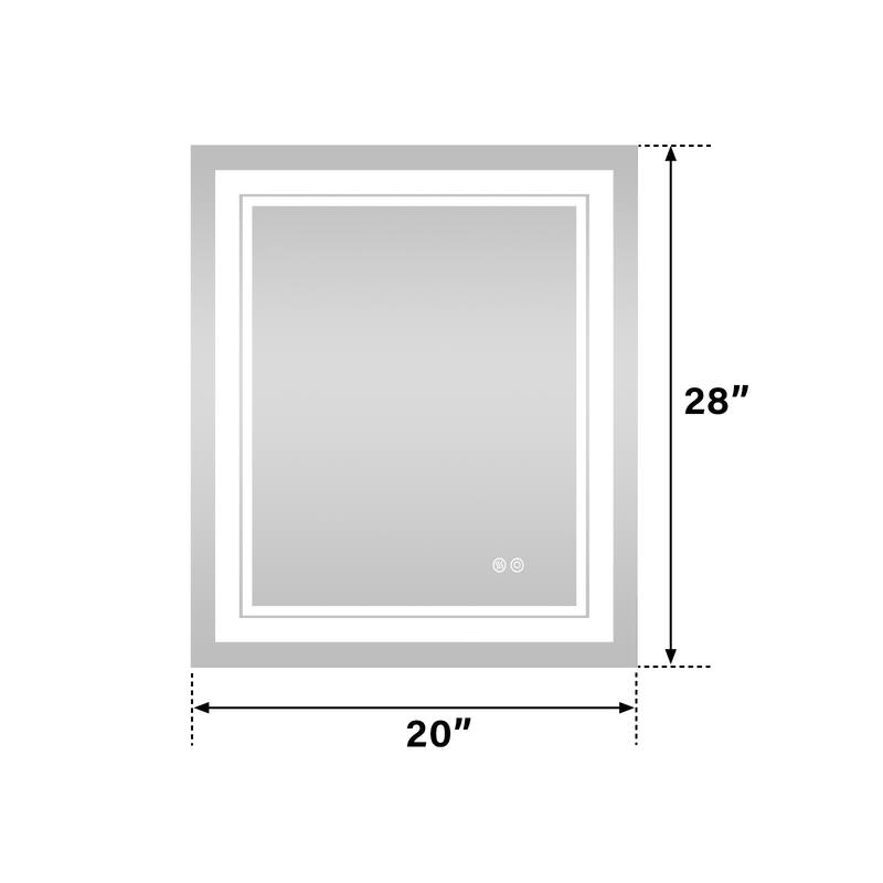 Retangular Wall Mounted LED Bathroom Mirror With Touch Switch Memory Mirror Anti-Fog (Horizontal/Vertical)