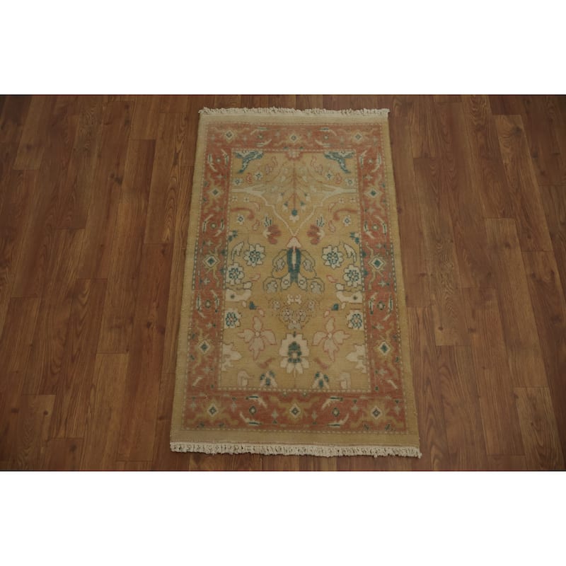 Hand Knotted Oriental 100% Wool Carpet Traditional All-Over Brown Ziegler Area Rug - 3' 1'' X 1' 10''