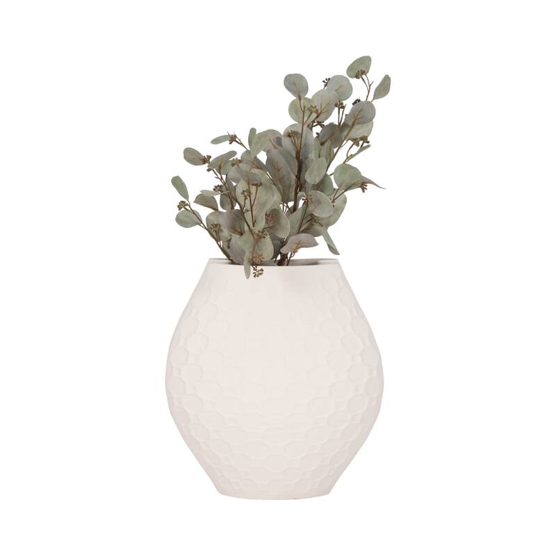 Sagebrook Home Elphantine 3D Printed Vase, Ivory/Beige, Bud, Texture