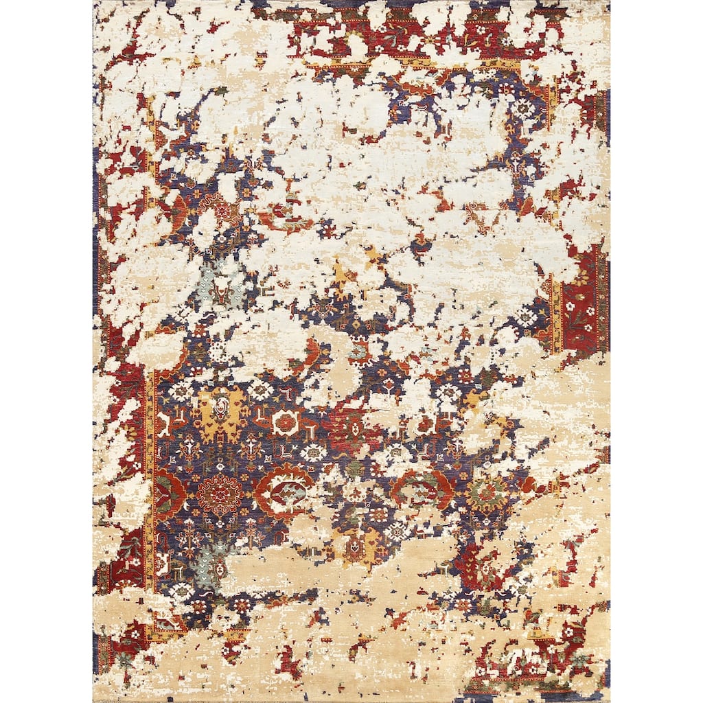 Wool/ Silk Vegetable Dye Distressed Oriental Tabriz Area Rug Handmade - 8'3" x 10'2"