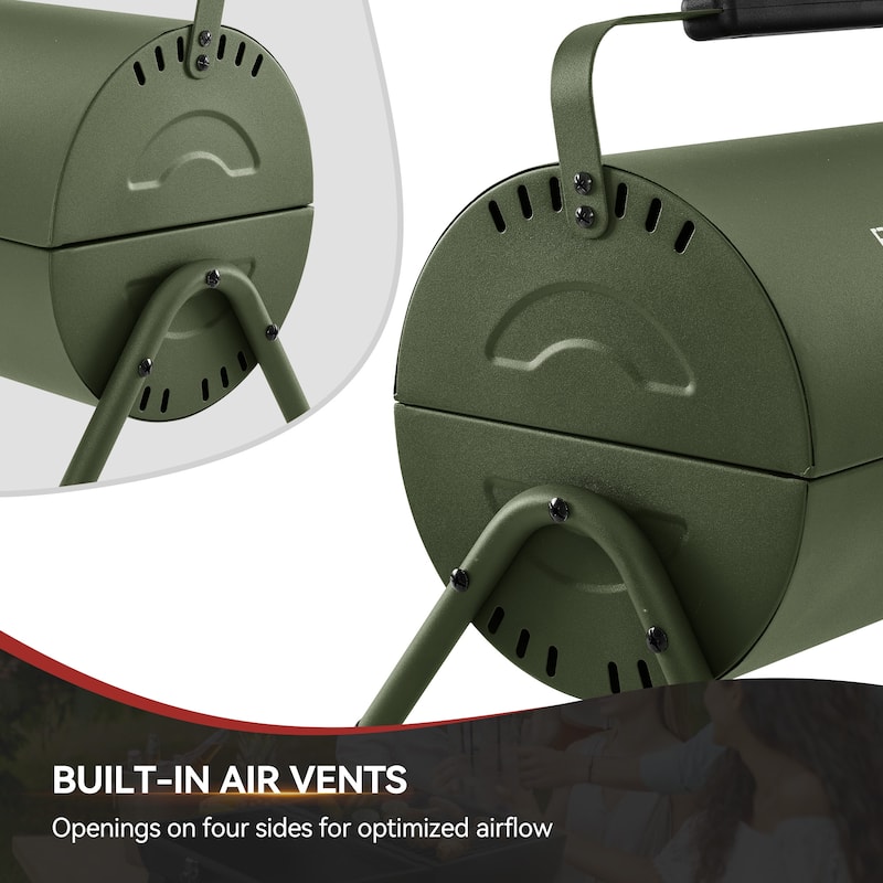 Royal Gourmet CC1015L Portable Charcoal Grill with Four Air Vents