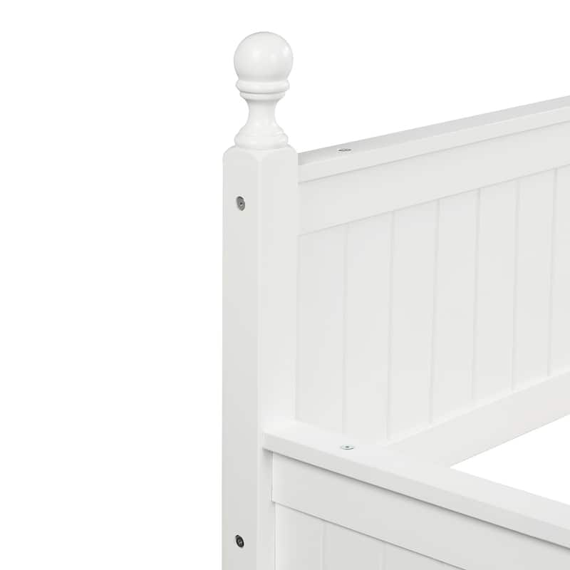 Traditional Daybed Sofa Bed Twin Size Platform Bed with Pull-out Trundle and Solid Pine Frame, White Trundle Bed
