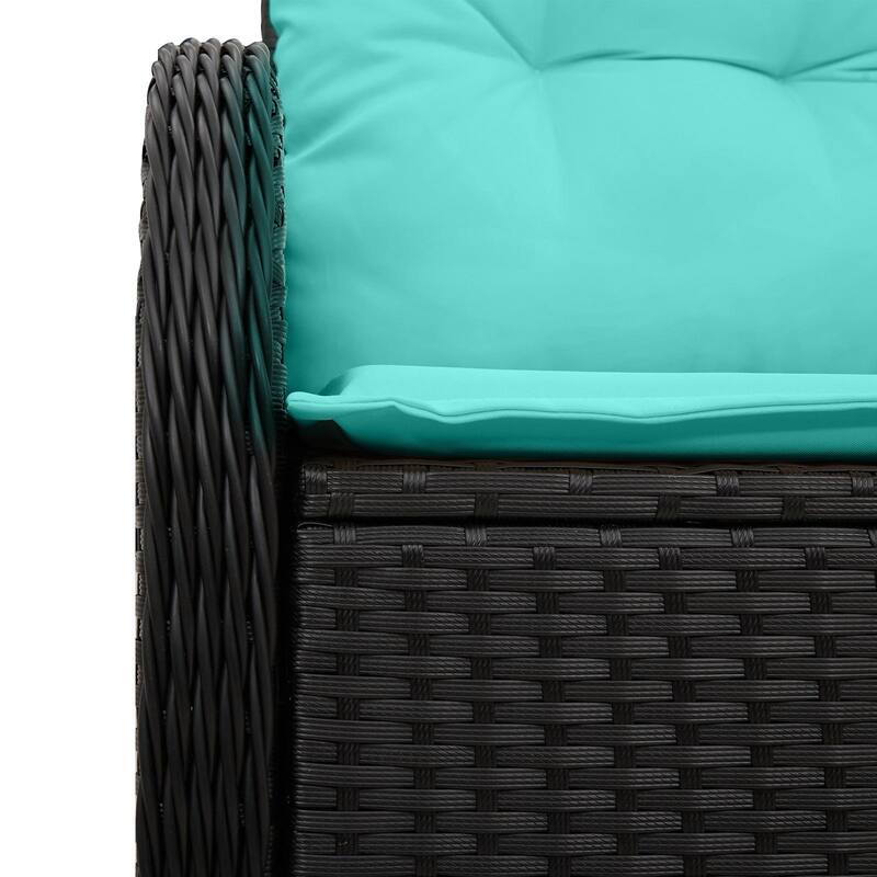 vidaXL 2-Seater Garden Sofa with Cushions Black/Brown/Grey Poly Rattan - 24.4 x 47.6 x 27.2