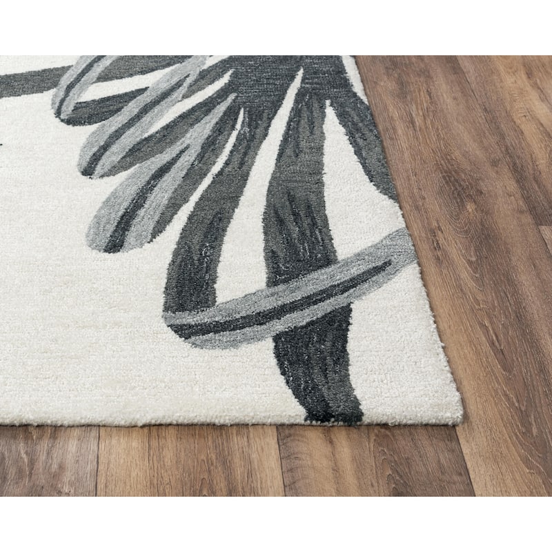 Alora Decor Mirage Tropical Grey, Red and Gold Hand-tufted Rug