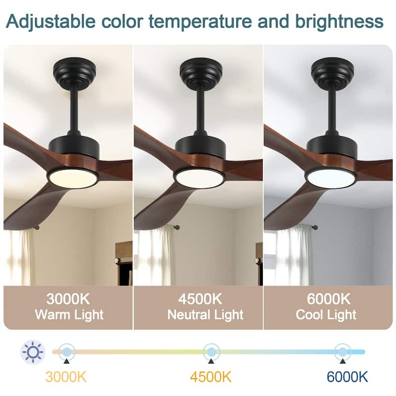52" Ceiling Fan with Light and Remote Control, 6-speed Reversible DC Motor