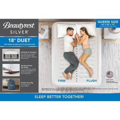 Beautyrest Silver Duet 18-inch Queen Air Mattress with 3 Adjustable Chambers