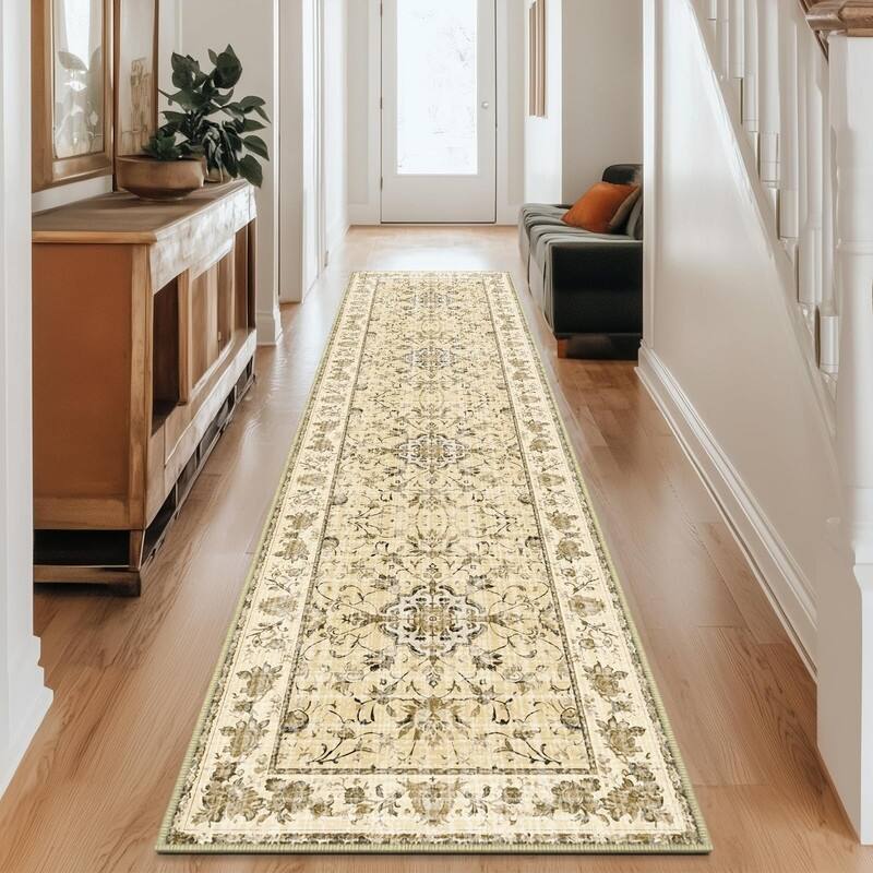 Vintage Boho Area Rugs Machine Washable Non Slip Living Room Rug - 2*8