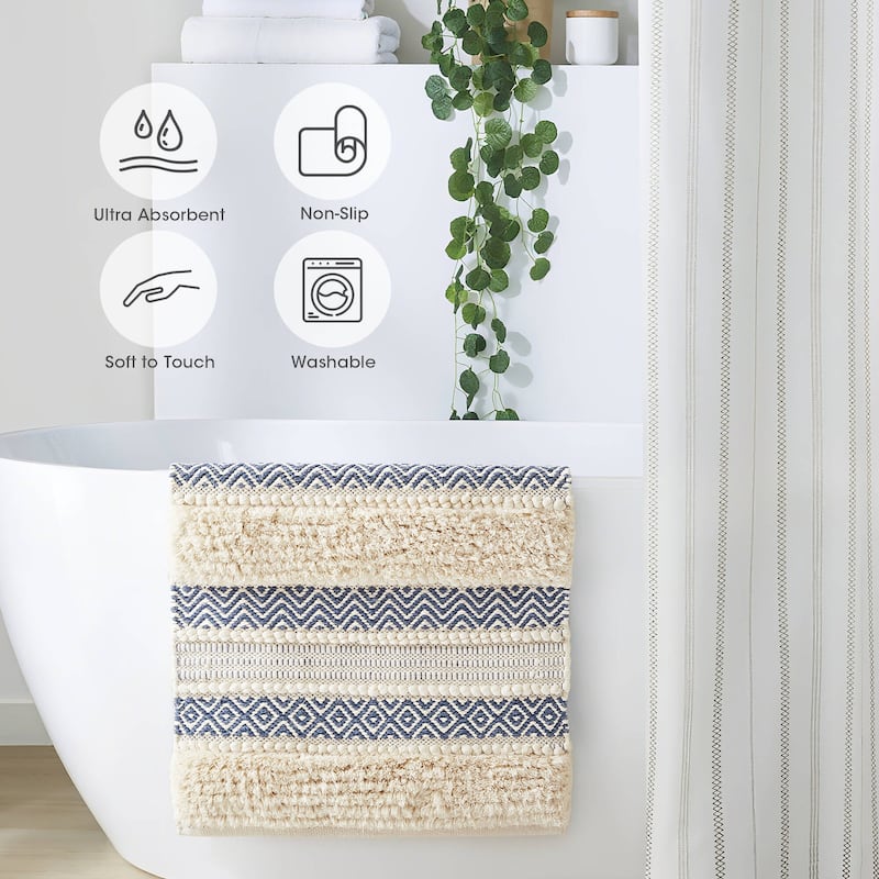 INK+IVY Asher Woven Texture Stripe Bath Rug
