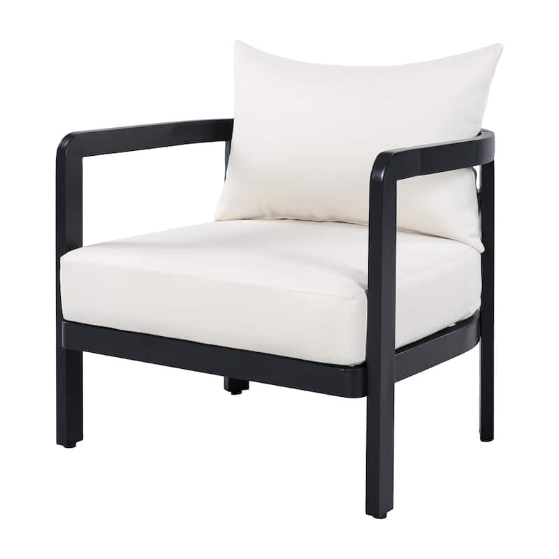 Christopher Knight Home - Modern 27.6" Outdoor Curved Back Patio Club Chair with Aluminum Frame & Water-Resistant Cushions