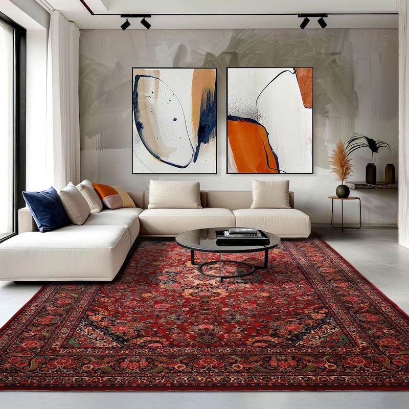 10'4''x15'5'' Hand Knotted Wool Red Taabriz Medallion Traditional Vintage Rug - 10' 4'' x 15' 5'' - 10' 4'' x 15' 5''