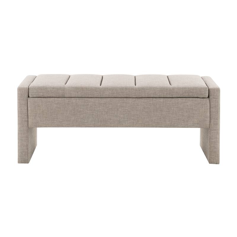 Modern Bed End Bench with Storage,Upholstered Large Foot Rest Stool, Comfy Window - Brown Grey