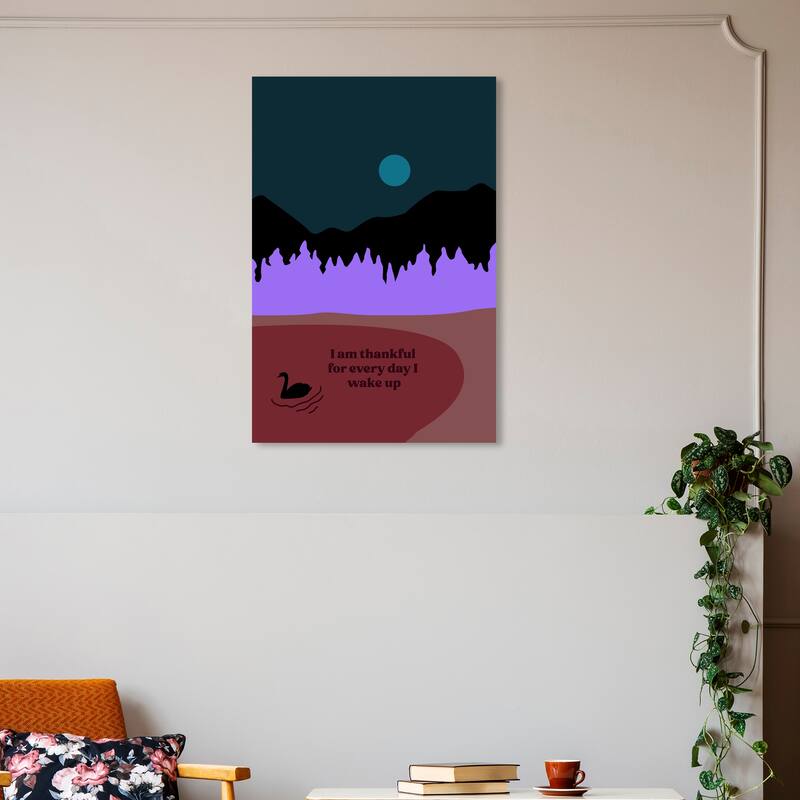 Wynwood Studio Canvas Typography and Quotes Grateful Duckling Blue and Modern & Contemporary Wall Art Canvas Print - 30 x 20