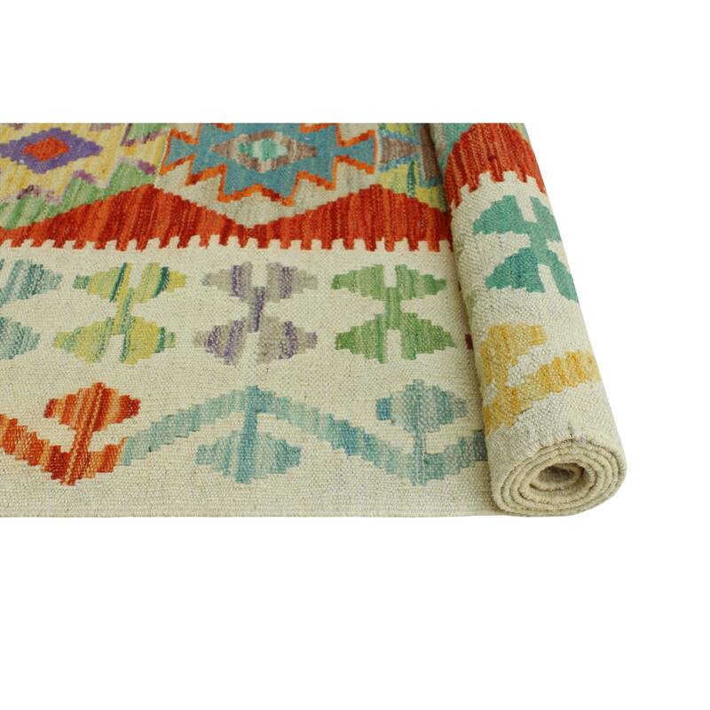 Flatweave Lufti Red/Beige Rug - 3'3" x 4'11"