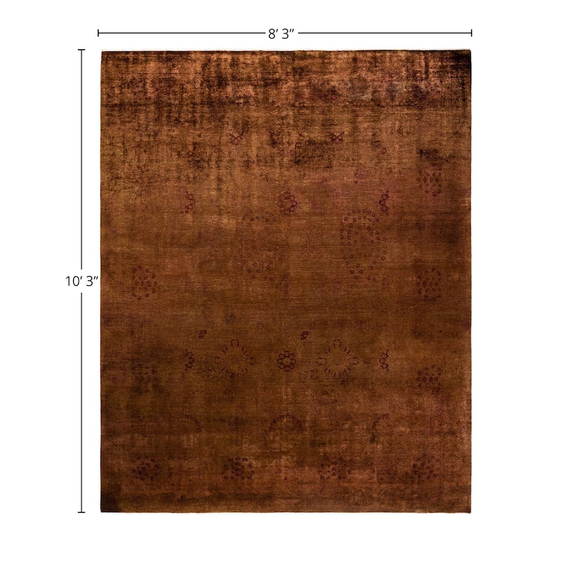 Overdyed, One-of-a-Kind Hand-Knotted Area Rug - Brown - 8' 3" x 10' 3"
