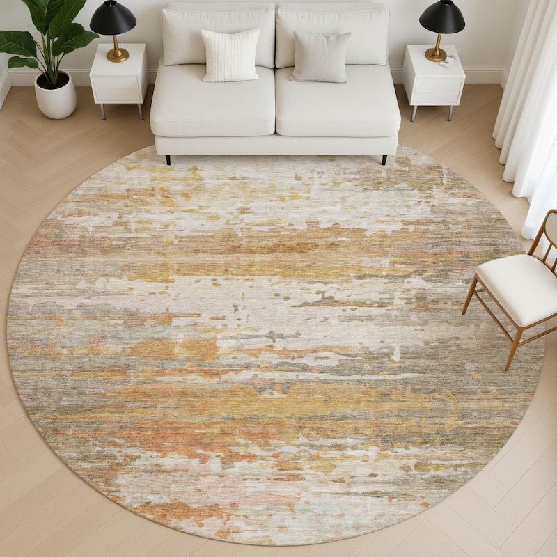Premium Washable Super Soft Abstract Ombre Mayfield Rug - Khaki - 8' x 8'