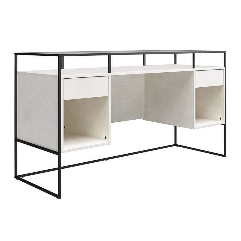 Ameriwood Home Creedmore Modern Desk with Fluted Glass Top