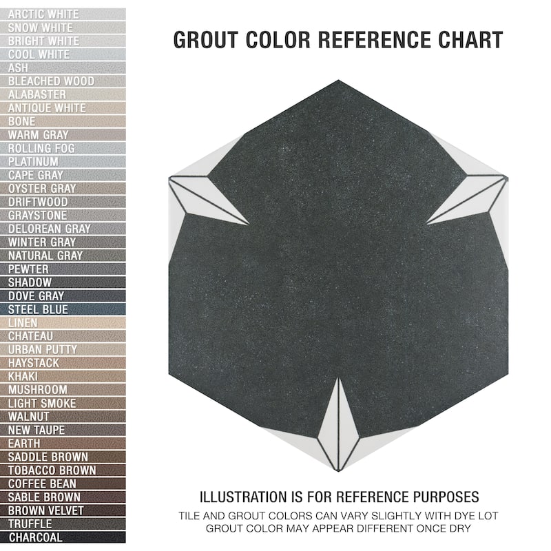 Merola Tile Stella Hex Night 8-5/8" x 9-7/8" Porcelain Floor and Wall Tile