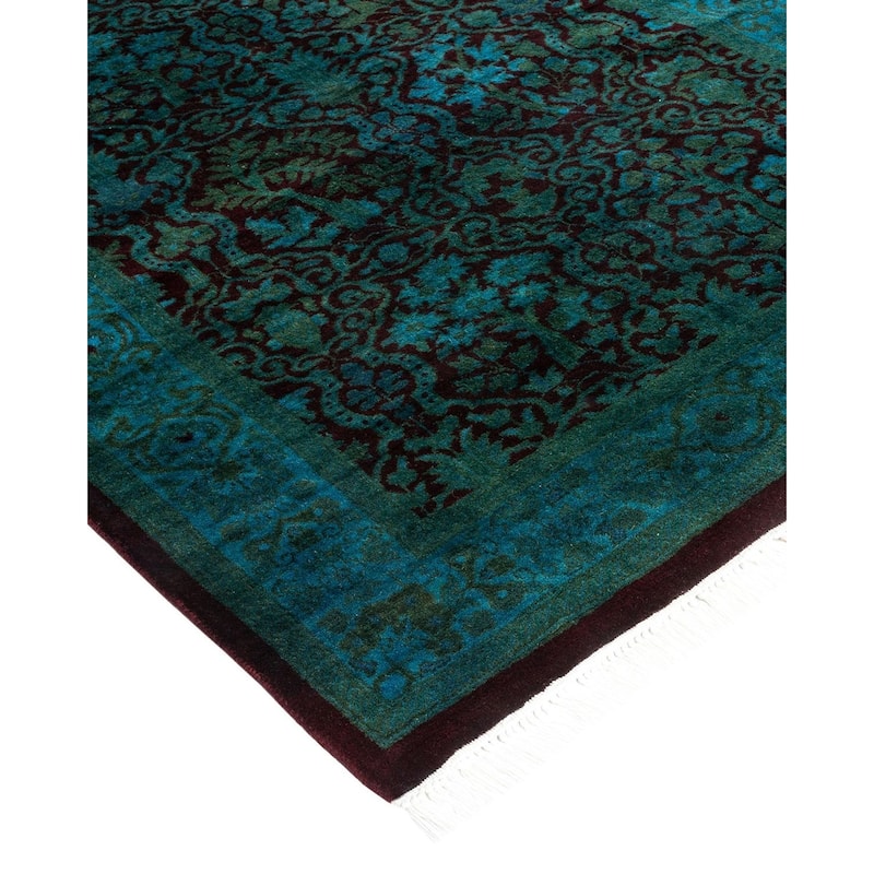 Overton Hand Knotted Wool Vintage Inspired Modern Contemporary Overdyed Black Runner Rug - 2' 7" x 8' 3"