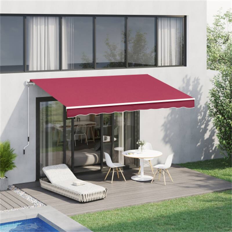 155.5" Wide Retractable Patio Awning with Extendable Aluminum Frame and UV Rain Fabric - 155.5" W x 96.5" D