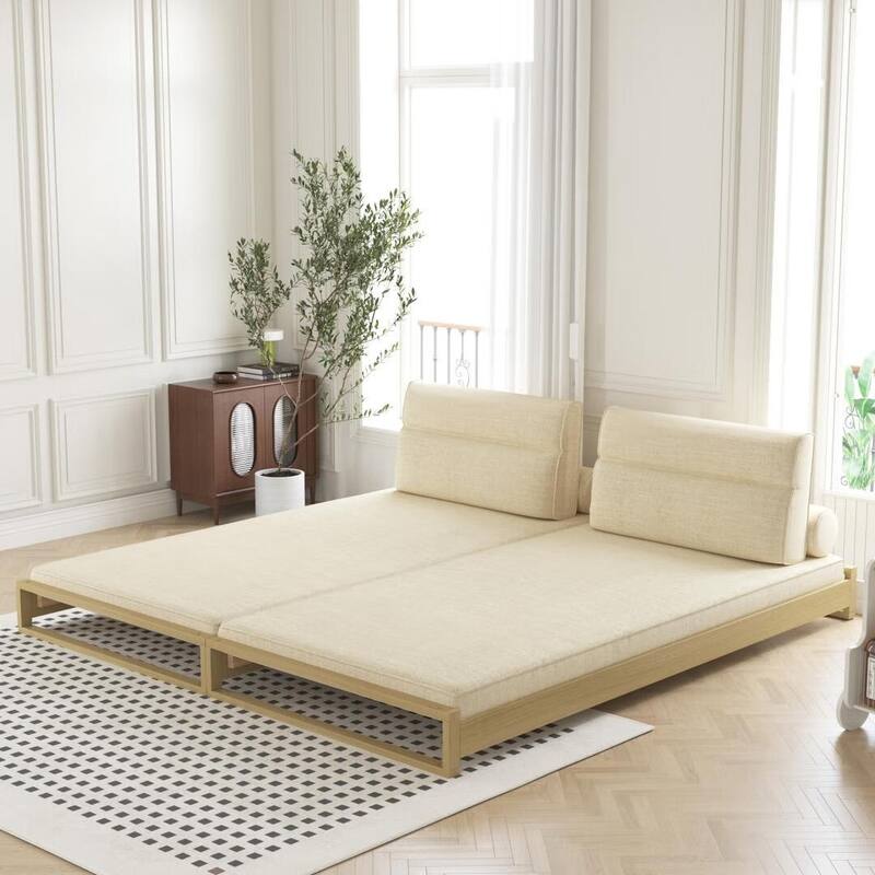 Convertible sofa bed comfortable stackable sofa bed, cotton-linen fabric - for living room bedroom (yellow) - Yellow