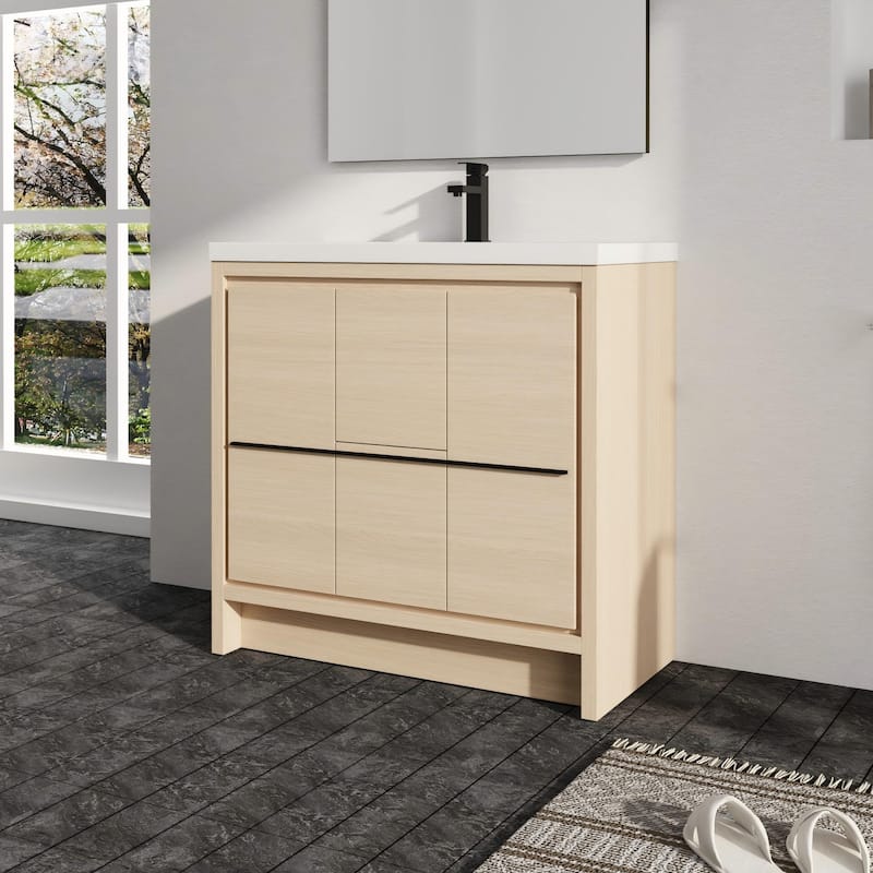Malwee 24"/30"/36"/48"/60" Bathroom Vanity with Sink, FreeStanding Vanity with Soft Close Door and Drawer