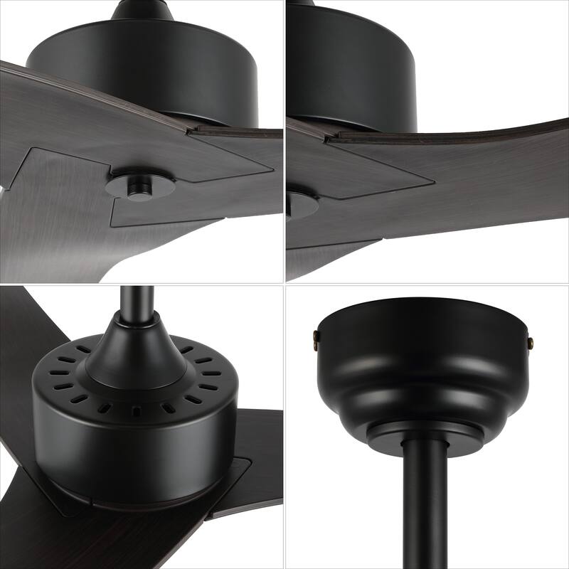 Sully 50" Modern Minimalist Iron/Plastic Mobile-App/Remote-Controlled 6-Speed Razor Ceiling Fan, by JONATHAN Y