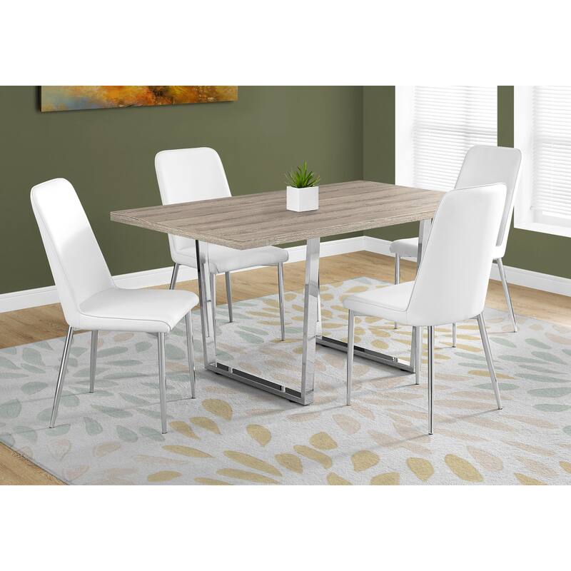 Dining Table, Rectangular, Kitchen, Dining Room, Chrome Metal - Taupe