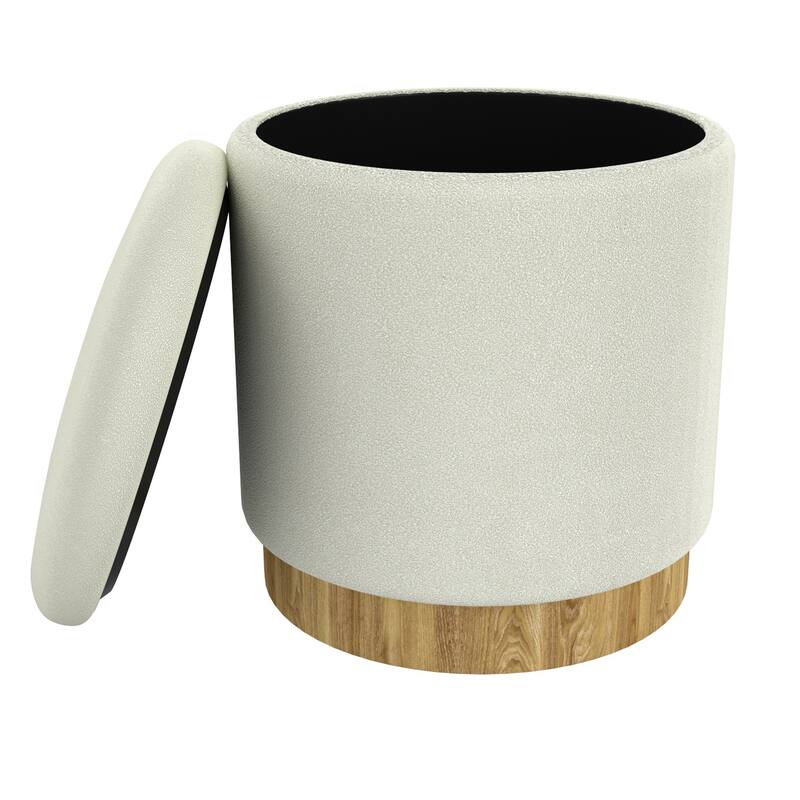 Modern Fabric Round Storage Ottoman