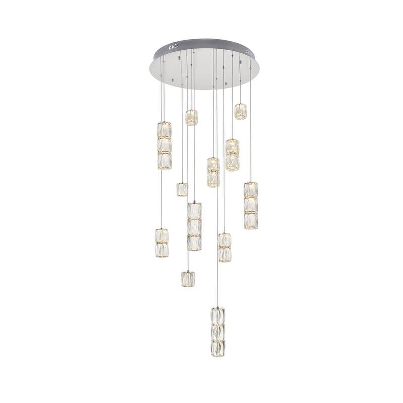 Silver Orchid Dove Clear Crystal Chrome Pendant - 24"W X 9.2"H - Chrome