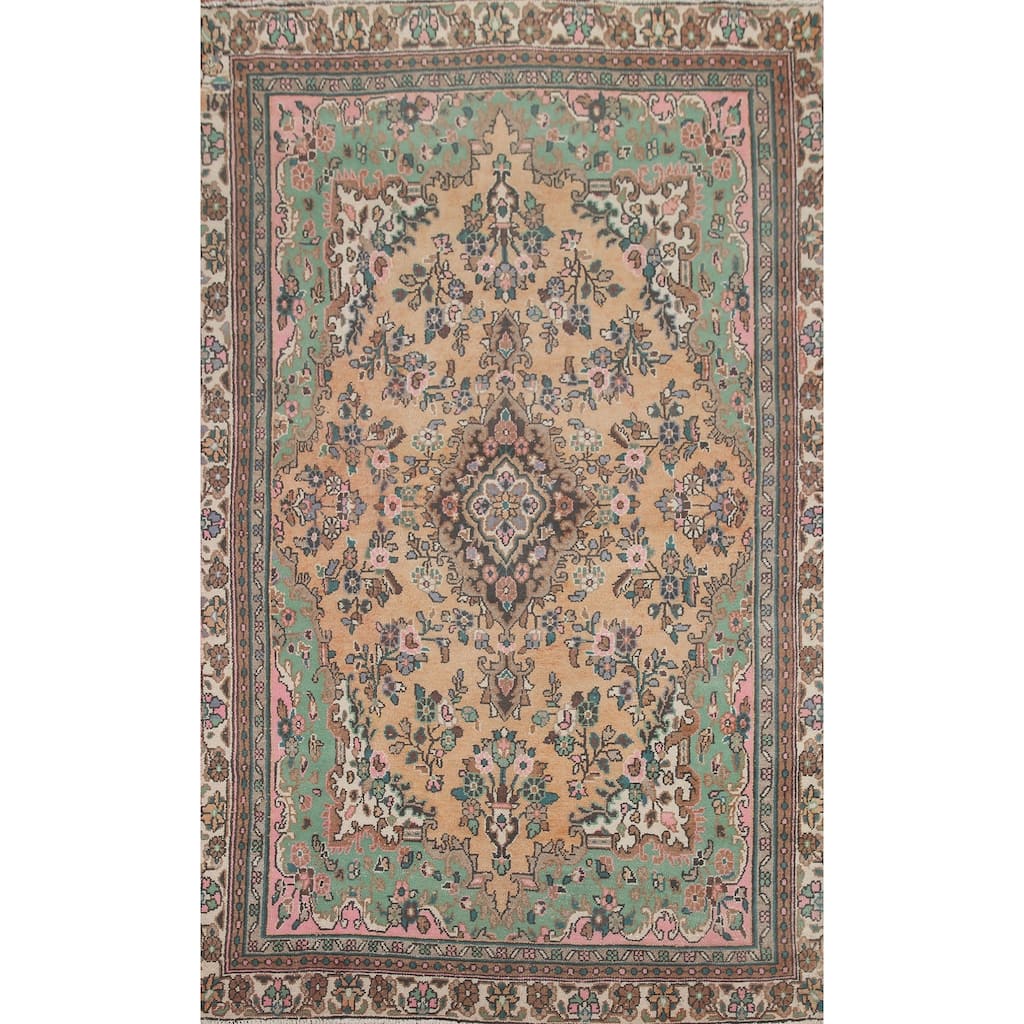 Hand Knotted Oriental 100% Wool Carpet Traditional Floral Oranges & Rust Hamedan Area Rug - 9' 1'' X 6' 0''
