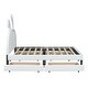 preview thumbnail 3 of 19, Full Size Upholstered Leather Platform Bed with Rabbit Ornament & 4 Drawers, Low to Ground Full Bed Frame with Slats Support
