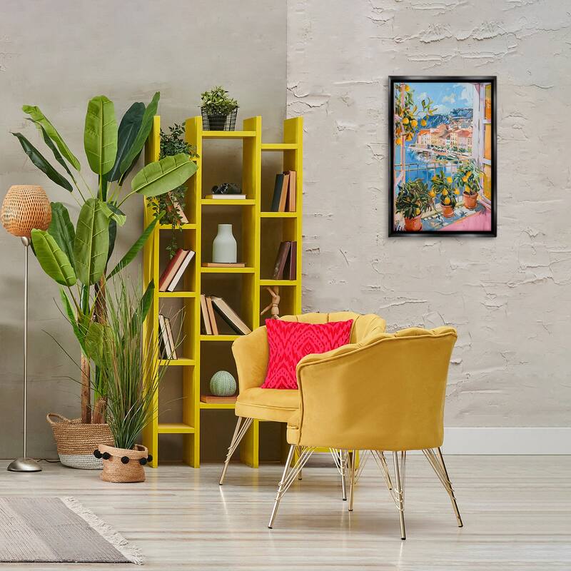 Stupell Seaside Town Window View Framed Floater Canvas Wall Art Design By LSR Design Studio