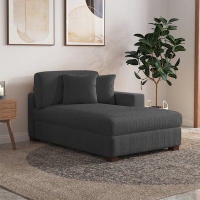 Upholstered Corduroy Chaise Lounge Chair With Pillow, Chaise Lounges For Interior