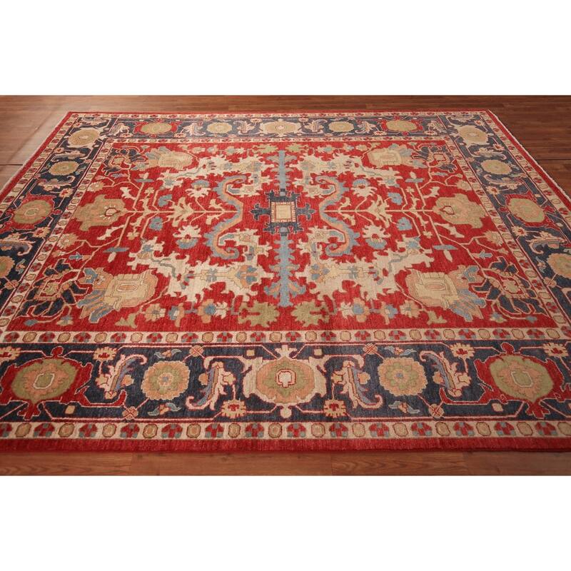 Vegetable Dye Red Ziegler Oriental Area Rug Hand-Knotted Wool Carpet - 8'0" x 9'10"