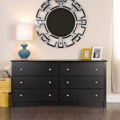 Prepac Sonoma 6 Drawer Double Dresser for Bedroom, Wide Chest of Drawers, Traditional Bedroom Furniture