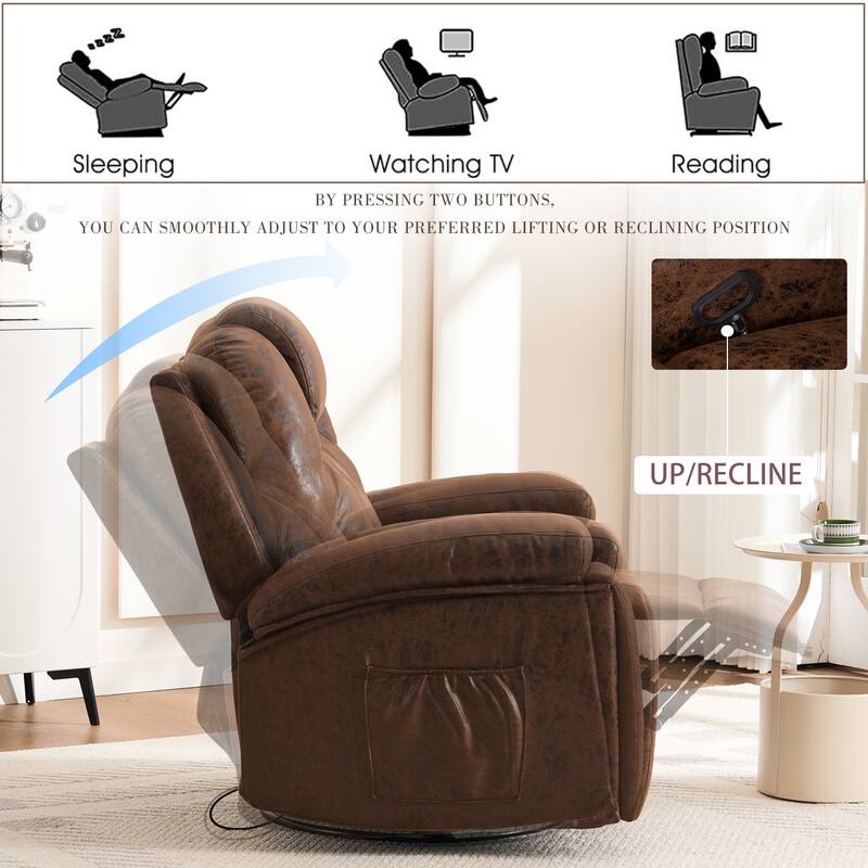 Oversized Single Sofa Adjustable Swivel Armchair with Side Pockets for Living Room Meeting Room Bedroom