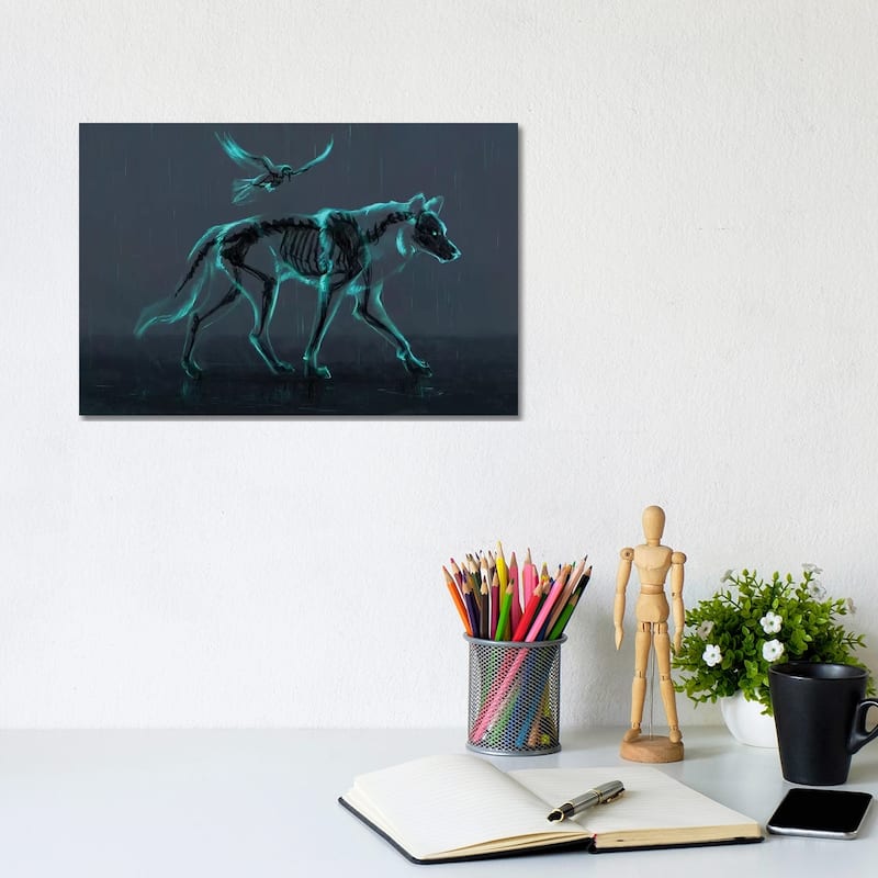iCanvas "Wolf and Raven" by Jade Merien Canvas Print - 8x12x0.75