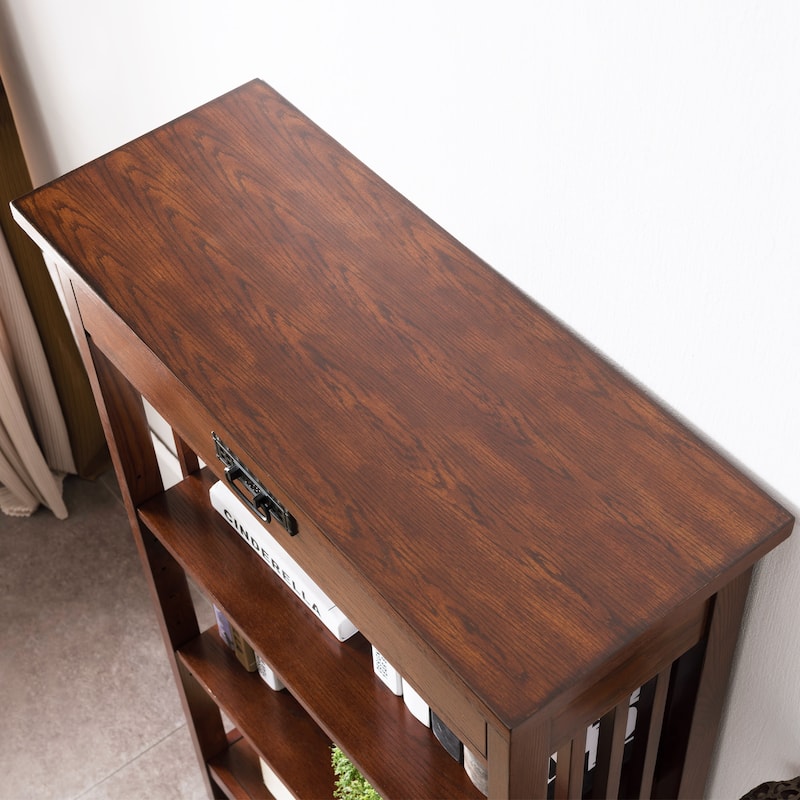 Leick Home Mission Mantel Height Bookcase with Slatted Sides