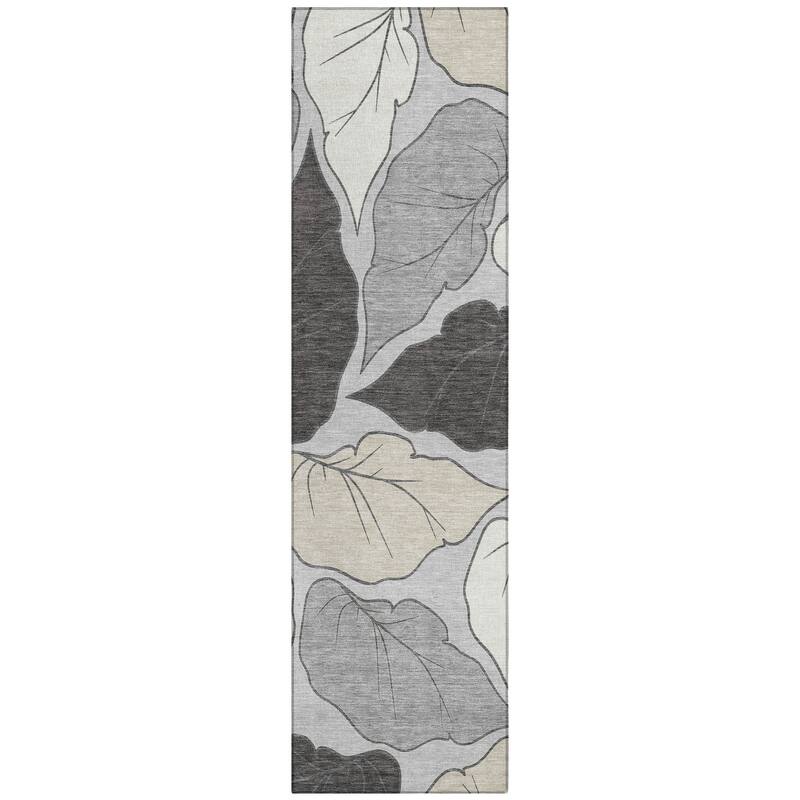 Machine Washable Indoor/ Outdoor Contemporary Floral Chantille Rug