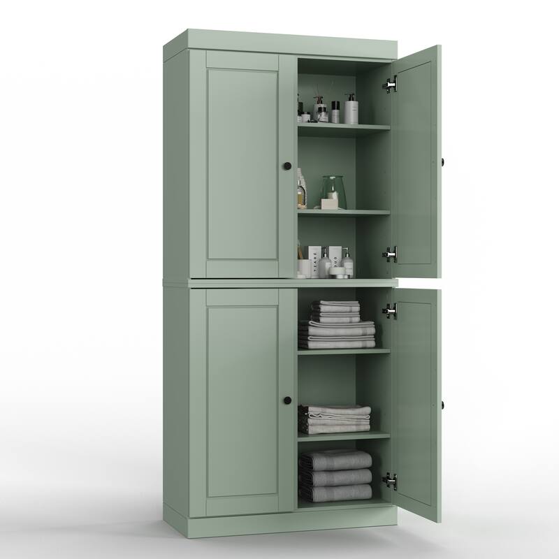 Palace Imports 100% Solid Wood Bathroom & Laundry Storage Cabinet, Raised Panel Doors, Adjustable Shelves, 32" Wide, 71.5" Tall