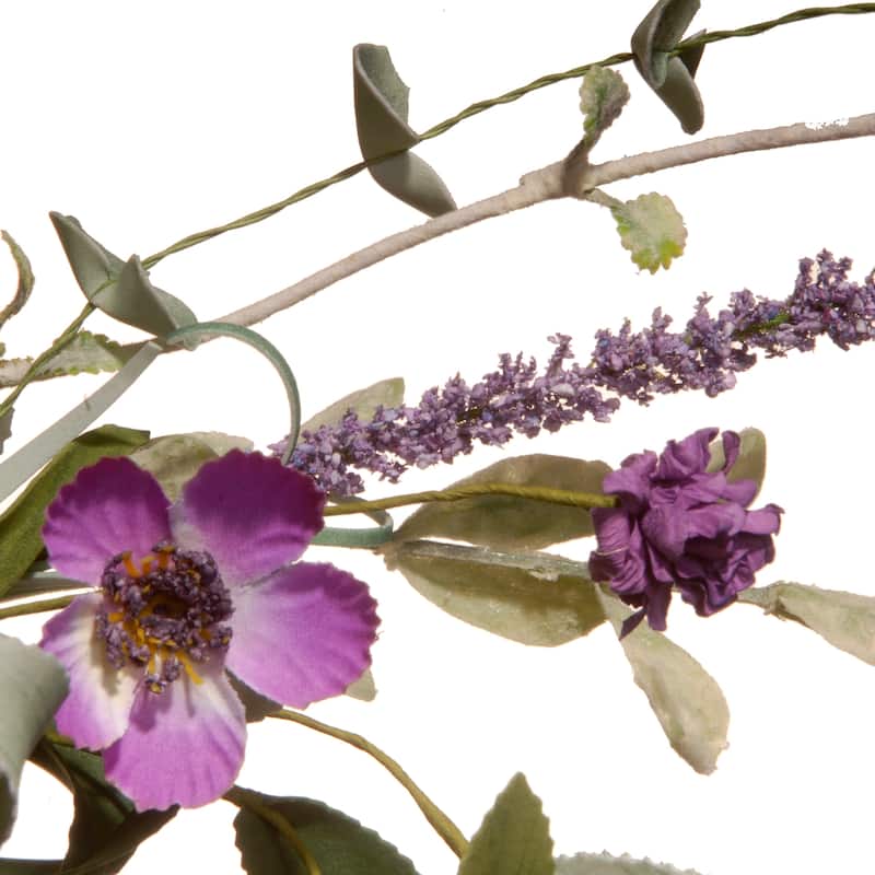 National Tree Company 20 inch Artificial Spring Wreath with Purple Daisy Blooms, Lavender Flowers, and Leafy Greens,