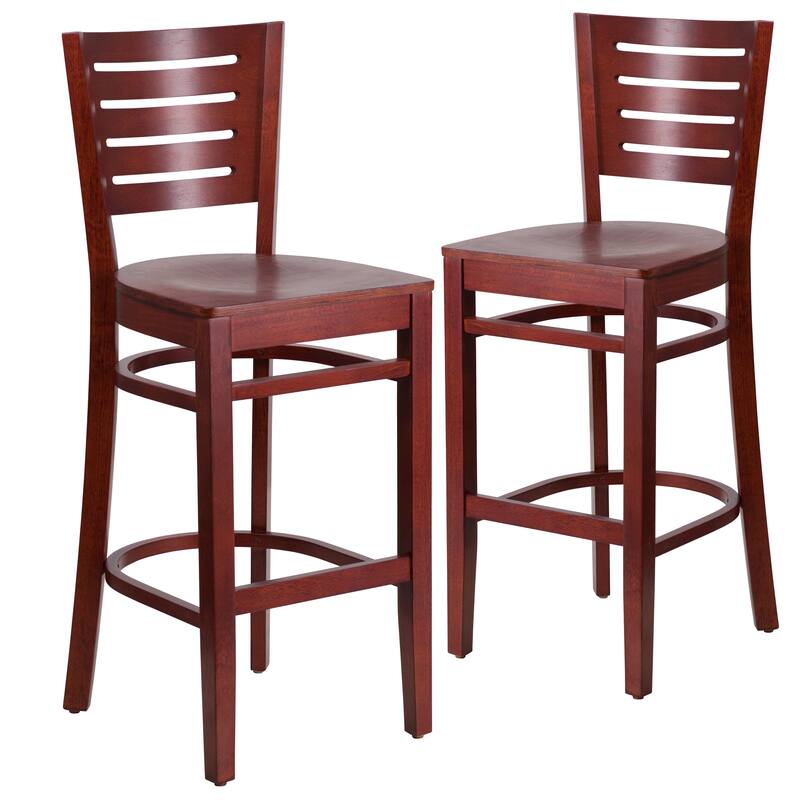 2 Pk. Darby Series Slat Back Wooden Restaurant Barstool - 16.75"W x 18"D x 43.5"H - 16.75"W x 18"D x 43.5"H