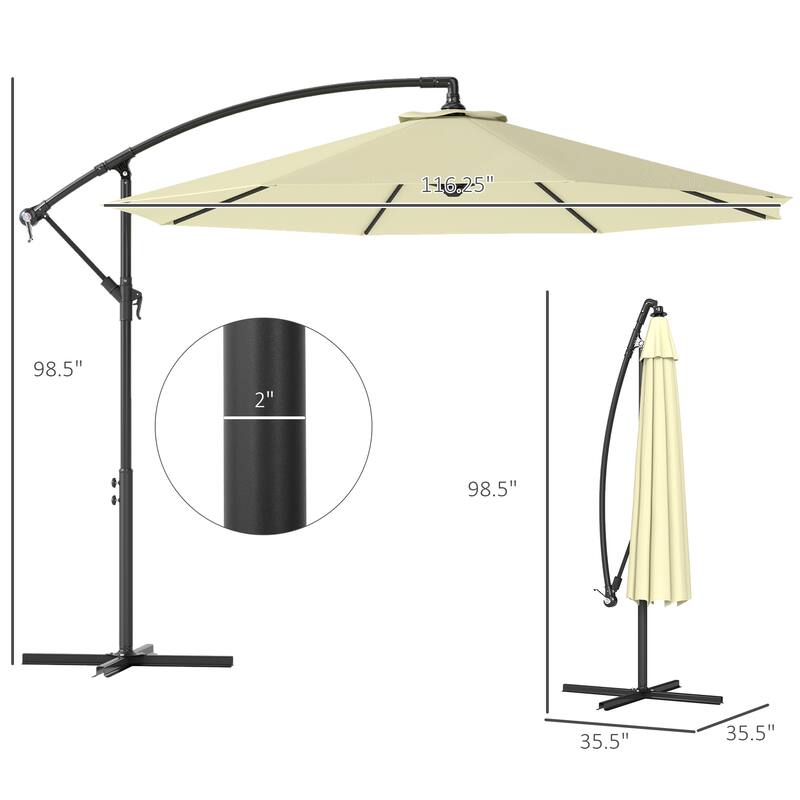 10 Feet UV and Water-Resistant Cantilever Patio Umbrella with Sturdy Base and Crank Handle