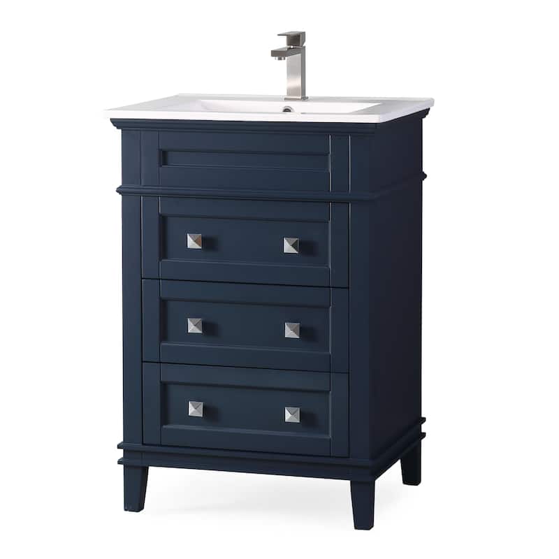 24" Tennant Brand Felix Modern Navy Blue Sink Bathroom Vanity
