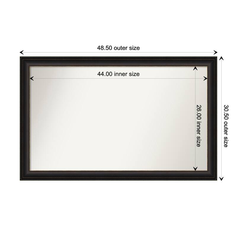 Trio Oil Rubbed Bronze Framed Non-Beveled Custom Wall Mirror, Bathroom Vanity Mirror - Outer Size: 48.5 x 30.5