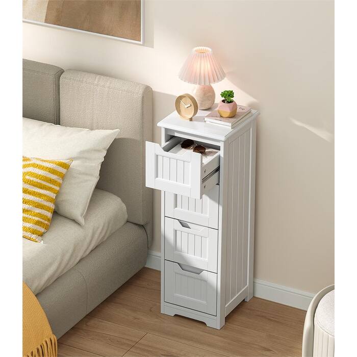 Bathroom freestanding floor standing storage cabinet with 4 drawers slim storage cabinet tall linen tower