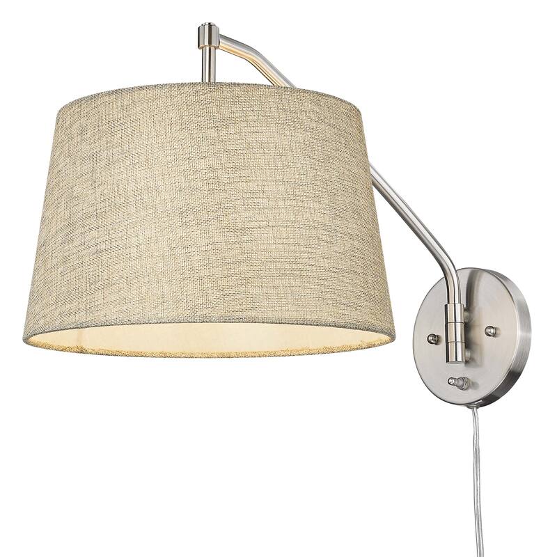Wry Lighting Ryleigh 1-light Swing Arm Wall Lamp in Pewter and Natural Sisal shade - 1 Light Articulating Wall Sconce
