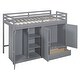 preview thumbnail 25 of 38, Twin Size Loft Bed With Drawer,Two Wardrobes and Mirror,Solid Construction