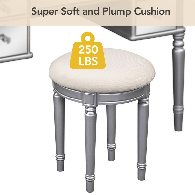 Dressing Table Set with Mirrored Drawers & Stool&Mirror&Makeup Vanity
